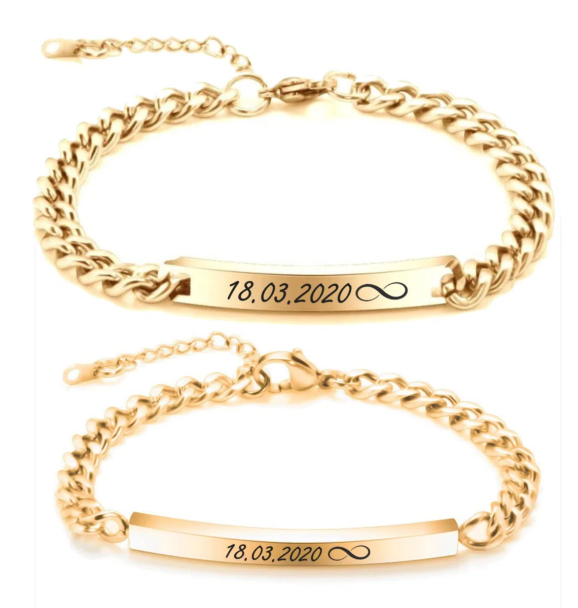 ID Edelstahl Partner Armbänder + Gravur nach Wunsch Partnerarmbänder mit Box