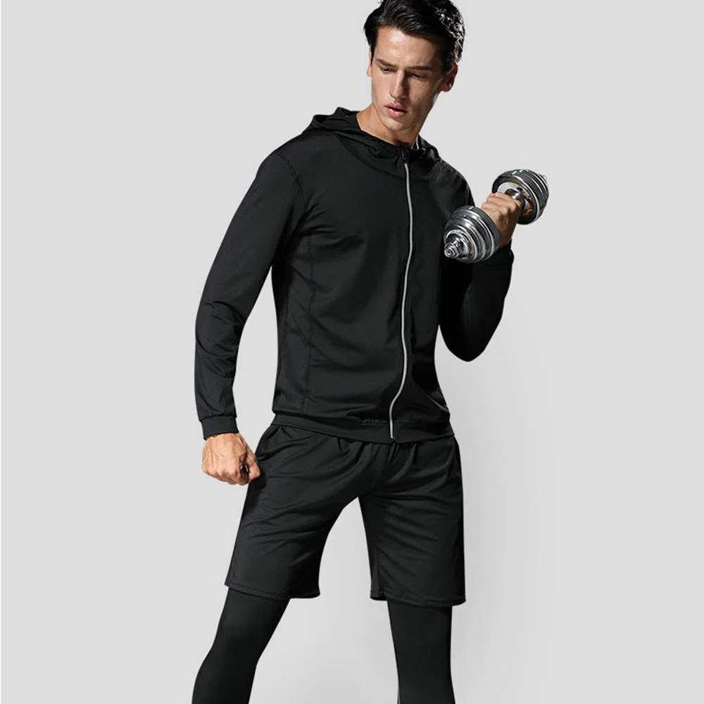 Herren Kompressionsshirt Sportbekleidung 5 Stück Schnelltrocknend Atmungsaktiv Fitness Trainingsanzüge Anzug für Running Gym Fitness