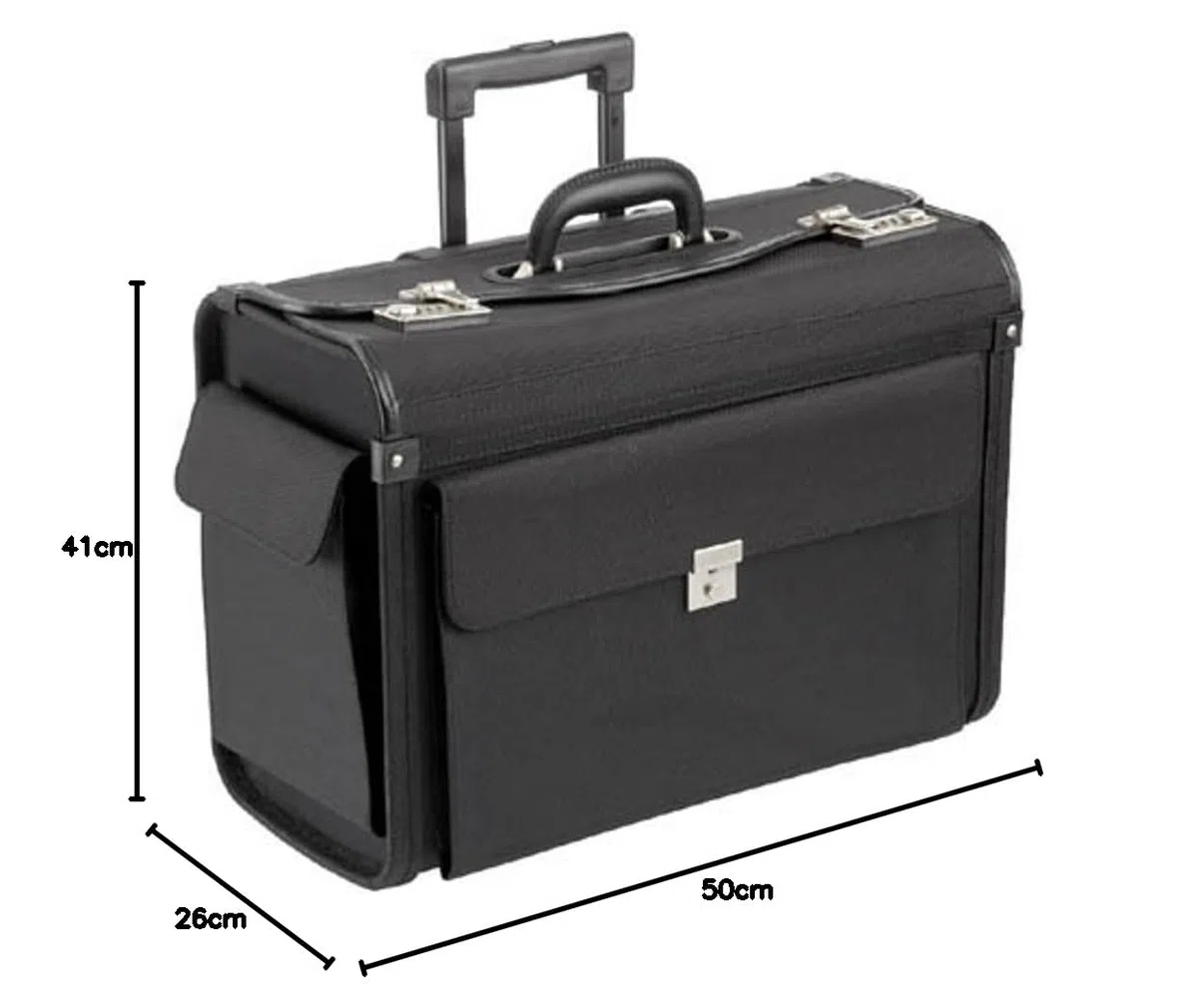 Trolley-Pilotenkoffer - XL-Größe: 50 x 41 x 26 cm - Inlinerrollen