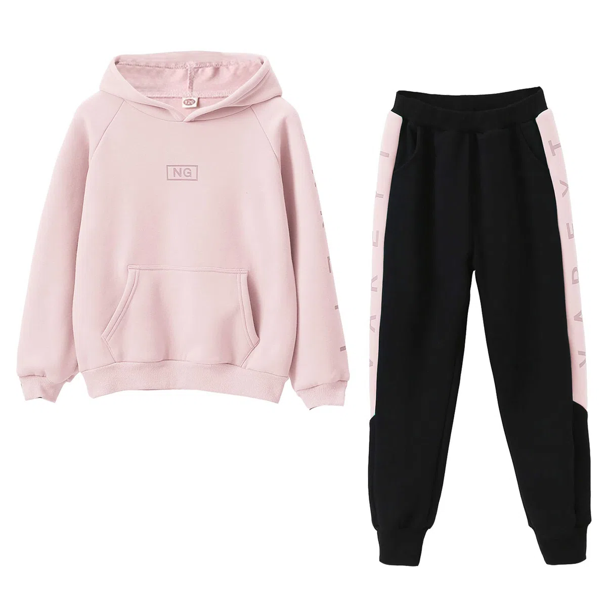 Kinder Mädchen 2tlg Trainingsanzug Sportanzug Jogginganzug Bekleidungsset Zweiteiler Outfit-Set Sweatshirt und Sporthose Buchstabe Streifen Motiv