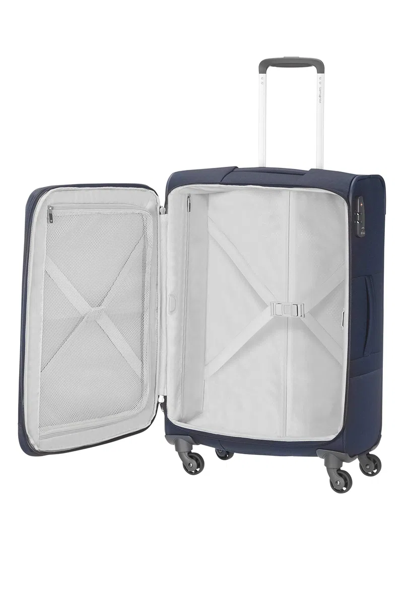 Samsonite Base Boost - Weichgepäck Koffer 78 cm Groß, Trolley Koffer mit 4 Rollen, TSA-Schloss, Leicht & Erweiterbar, 105 L, Blau (Navy Blue)