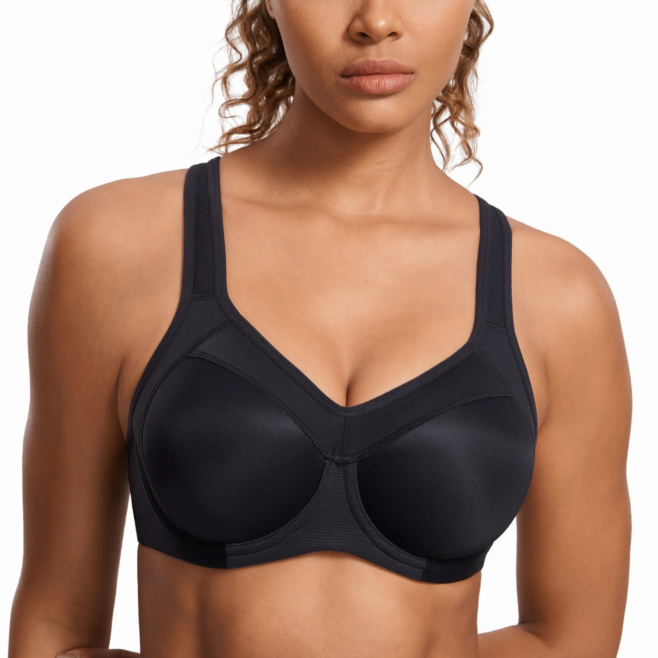 SYROKAN Damen Sport BH Starker Halt- Bügel Push Up Ringerrücken Gepolstert Fitness BH