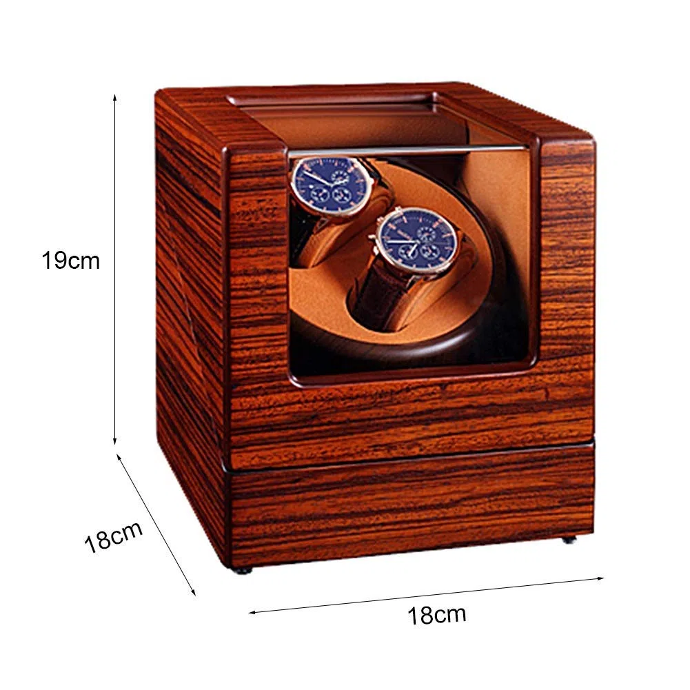 Uhrenbeweger aus Holz für mechanische Uhren, automatischer Aufzug, leiser Motor, 5 Rotationsmodi, Luxus, 2+0