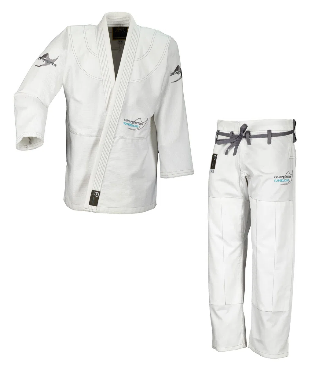 Ju-Sports BJJ Gi Herren Pearl Competition superlight weiß - Superleichter Brazilian Jujutsu Anzug mit kontrastierenden Nähten & Stickverzierungen, 100% Baumwolle