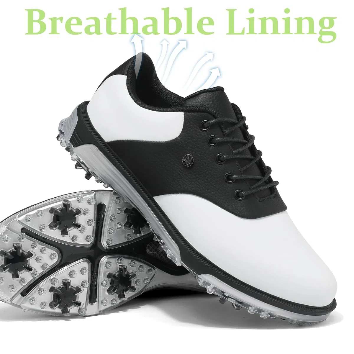 ULTIANT Golfschuhe Herren wasserdichte Feste Spikes mit TPU-Schutz rutschfest für Golfplatz Freizeit