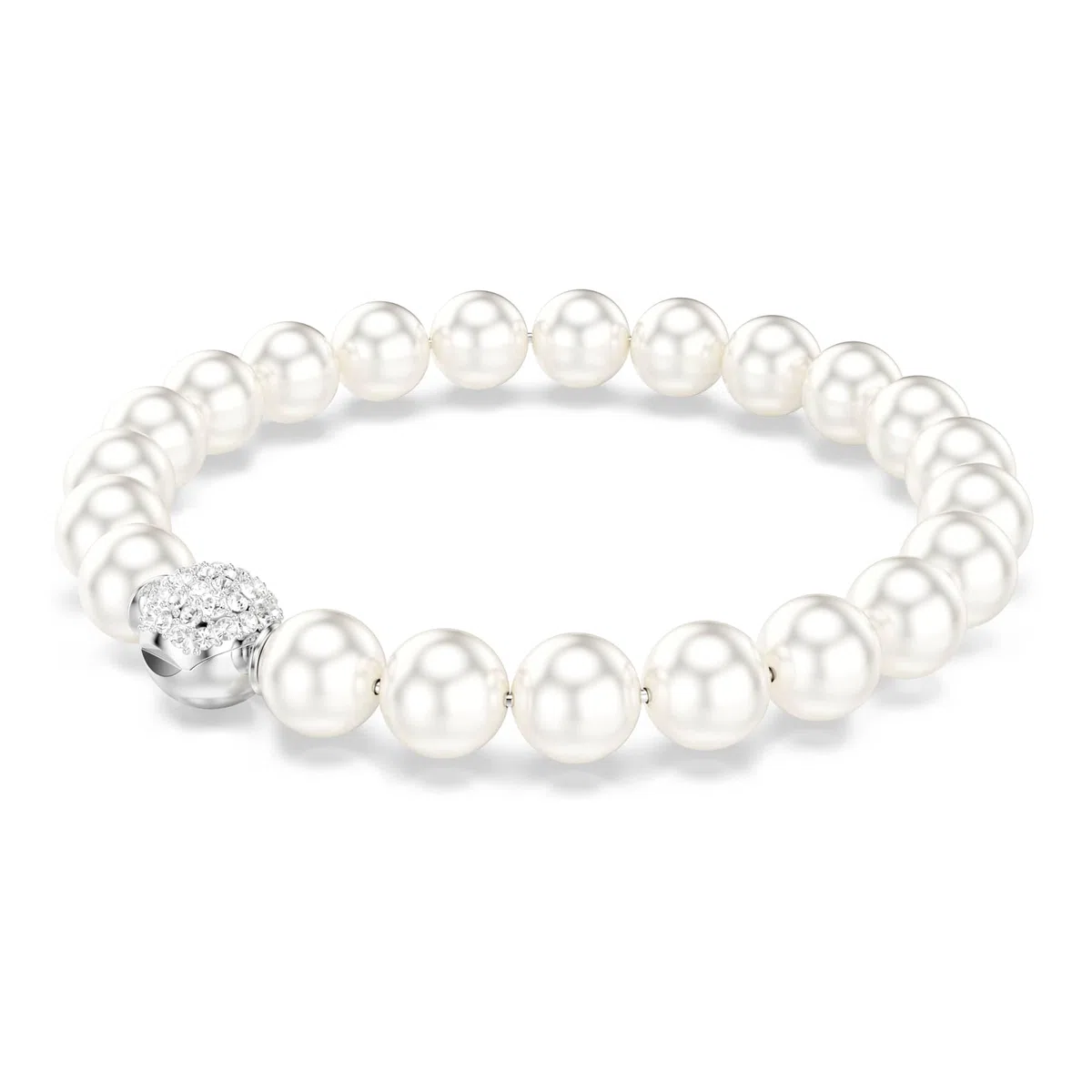 Swarovski Matrix Armband, Kristallperle, Weiß, Rhodiniert