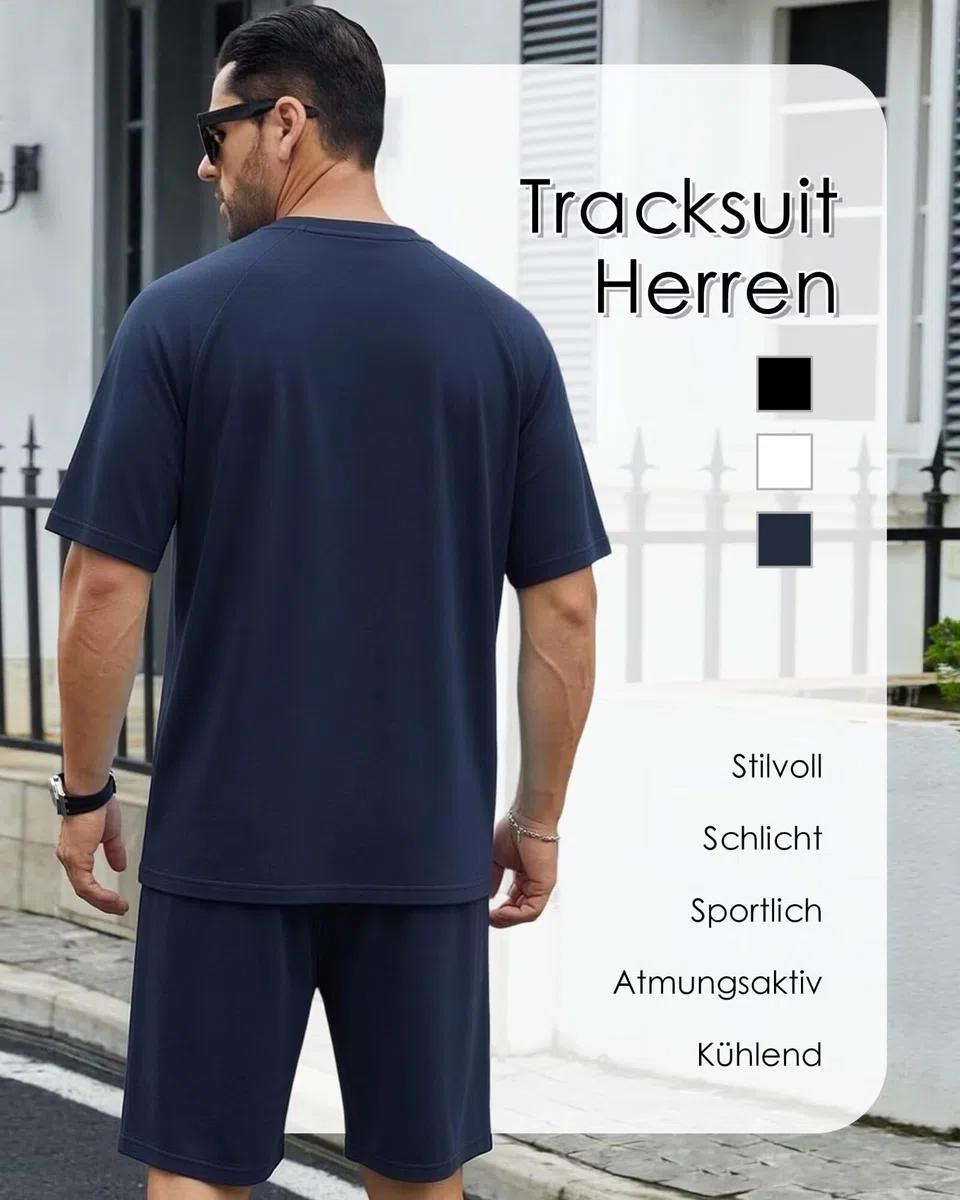 Trainingsanzug Jogginganzug Herren Outfit Komplett Sportliches Set Stylisch Lockere Passform Atmungsaktiv Kühlend Freizeit Tennis Fitnessstudio Outfit Fußball Golf Wander