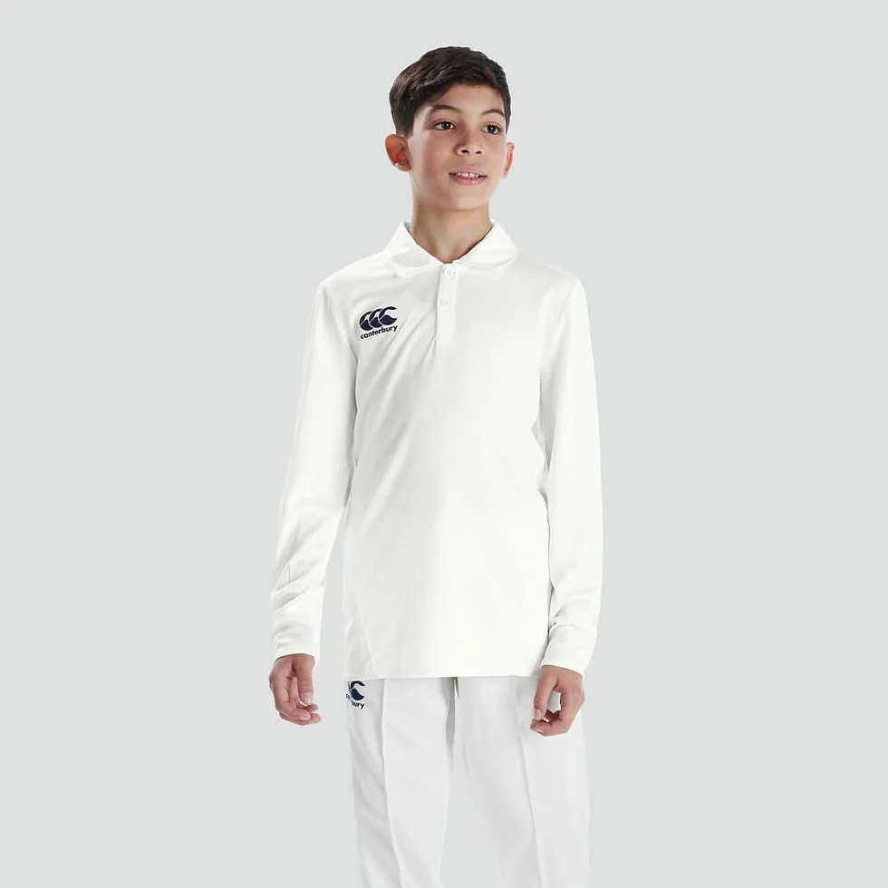 Canterbury Cricket Performance Long Sleeve Polo Shirt für Jungen, Cream, 12 Jahre