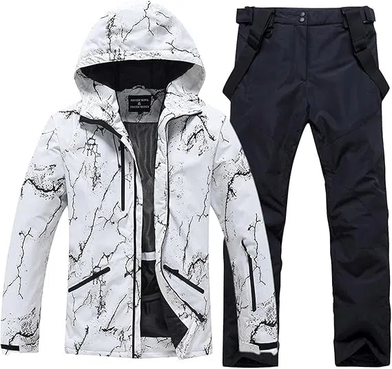 HOUZONIY Herren Skianzug Set Herren Schneeanzug Warmer Winddichter 2-Teiliger Schneeanzug