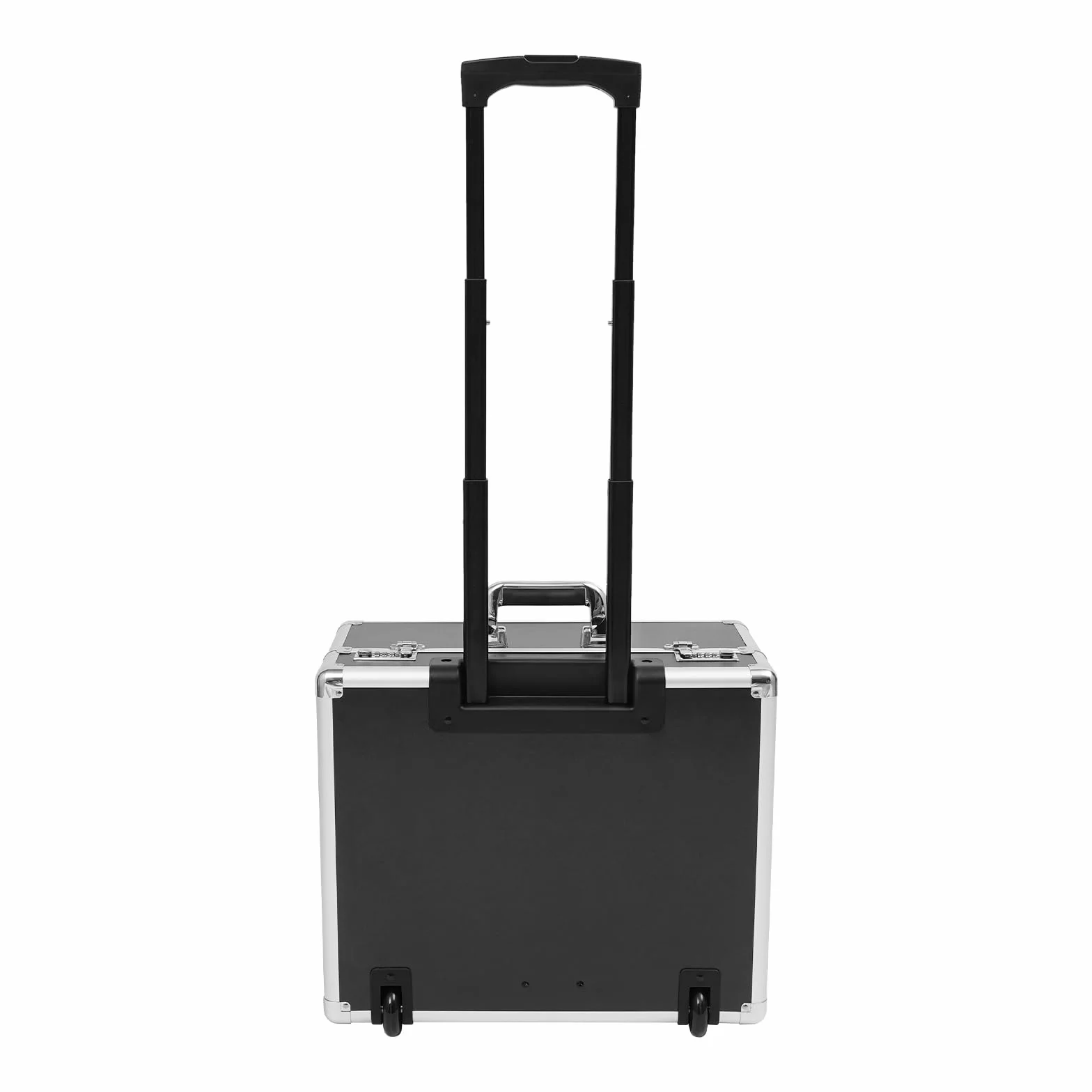 Aktenkoffer Rollbarer Businesstrolley Abschließbarer Aktenbox Pilotenkoffer 48,5 * 23 * 39cm aus Aluminiumlegierung mit Teleskopstange - Schwarz