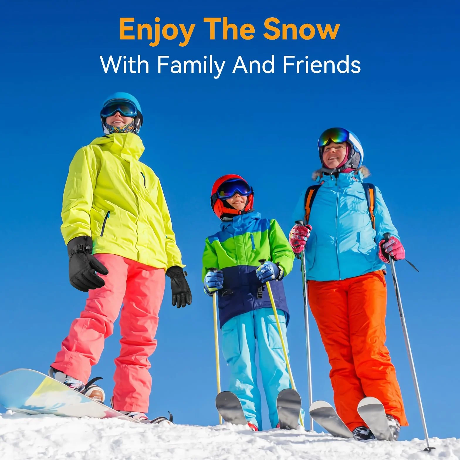 Ski-Handschuhe, Winterhandschuhe, Schneehandschuhe, Ski- und Snowboardhandschuhe für kaltes Wetter, sowohl für Männer als auch für Frauen, geeignet für Eltern und Kinder