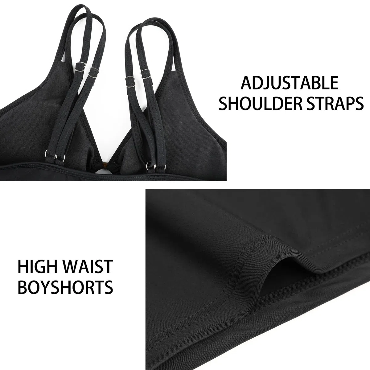 Genfien Damen Zweiteilig Badeanzug Push up Bademoden Bauchweg Tankini Set High Waist Beachwear Hotpants Badeanzug mit Zwei Trägern