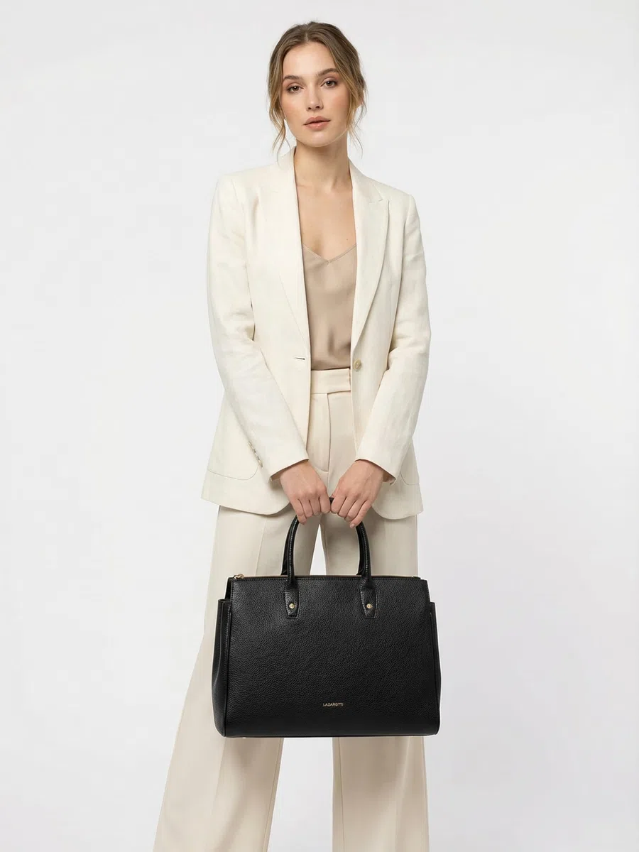 Lazarotti Bologna XL Damen Leder Handtasche | längenverstell- & abnehmbarer Tragegurt | sehr große Henkeltasche 40 cm