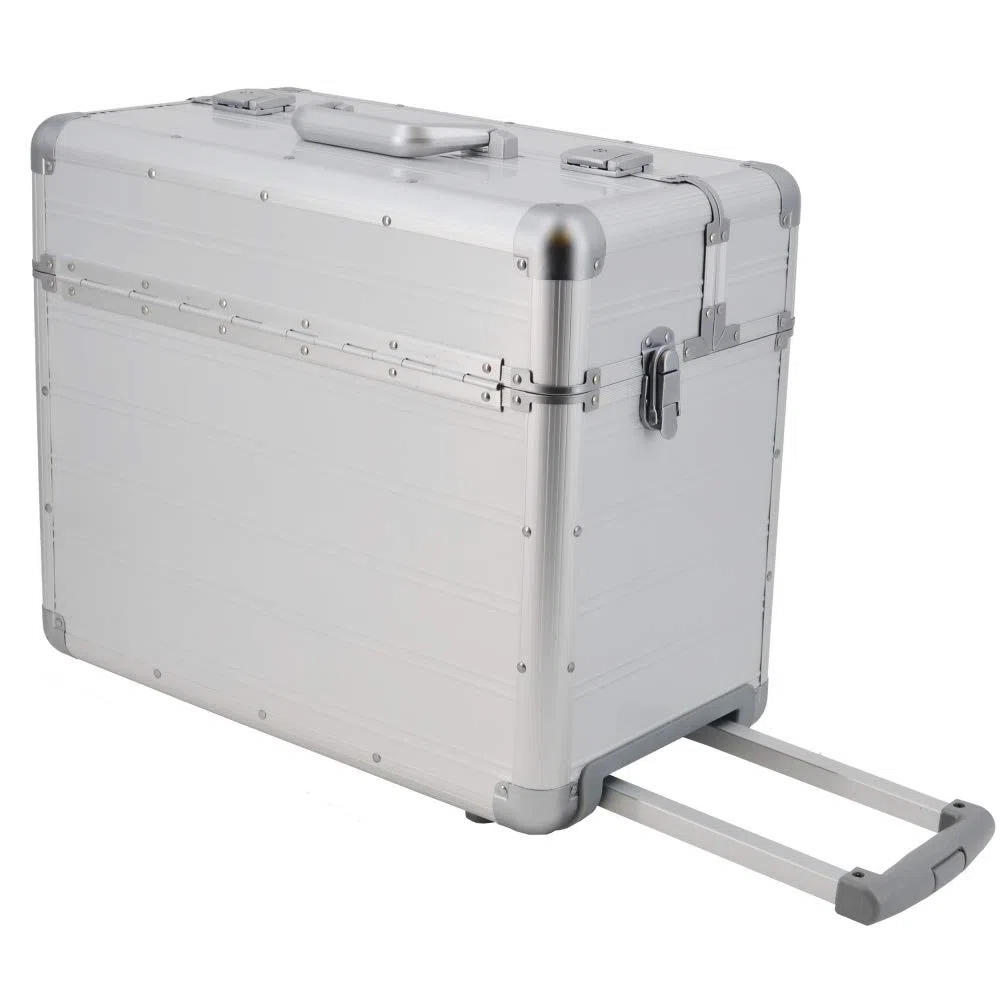 XXL Pilotenkoffer mit Rollen mit Trolley von SONOVO aus Aluminium in Silber 45165 | Alukoffer, Aktenkoffer, Businesskoffer | Für den täglichen Geschäftseinsatz, für Kundentermine und Messebesuche