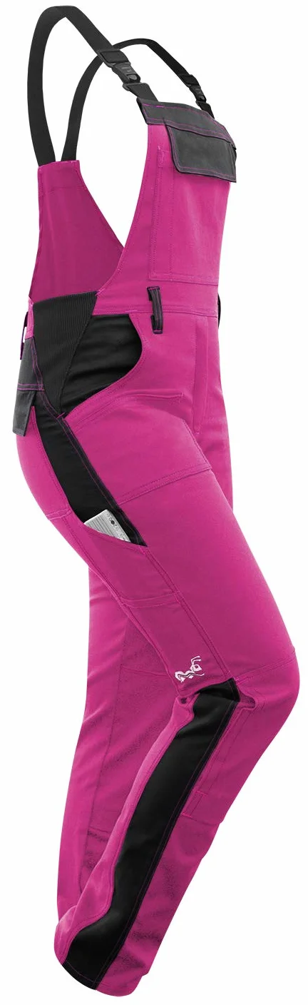 strongAnt Latzhose Damen stretch Arbeitshose für Frauen mit Kniepolstertaschen Baumwolle Cargo Hose Schwarz Grau Pink