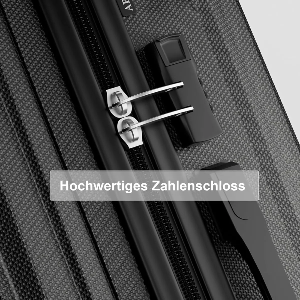 Handgepäck Koffer 55x35x23cm, Hartschalen Reisekoffer klein, leicht Koffer Trolley mit 4 Rollen & Zahlenschloss, Schwarz