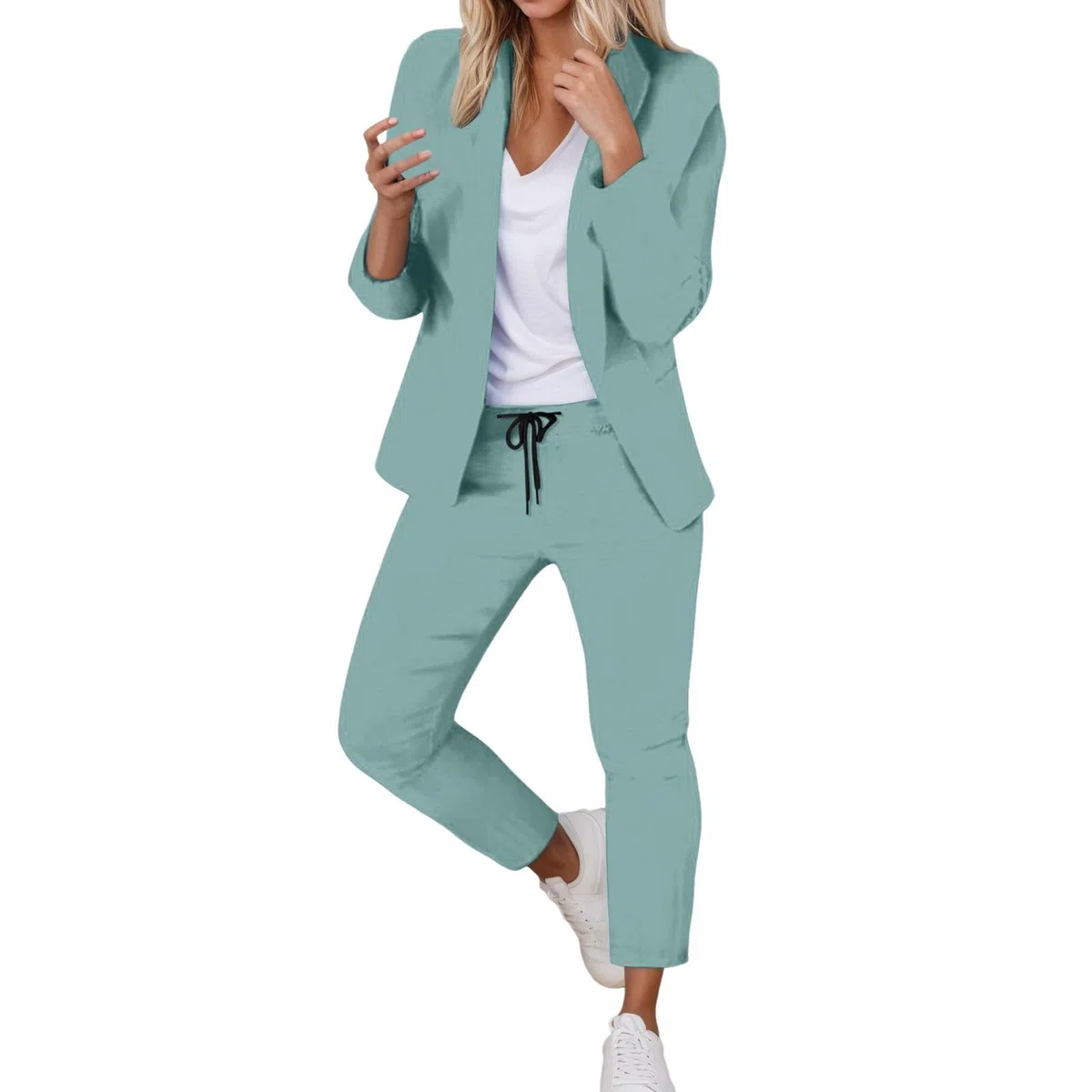 Hosenanzug Damen Elegant Festlich Business Zweiteiler Blazer Anzughose Einfarbig Anzug Set Revers Slimfit Damenanzug Büroanzug Freizeitanzug Sportlich Mode
