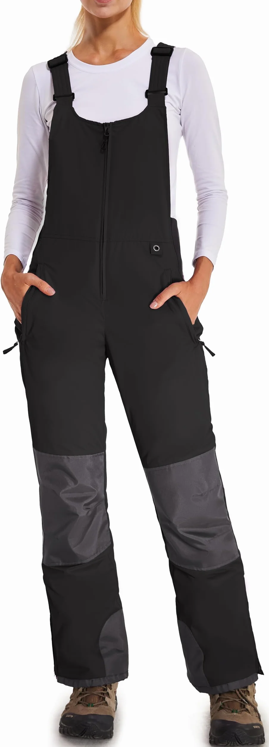 Damen Skihose Latzhose Wasserdicht Softshellhose Overall Winter Warm Gefüttert Schneehose Snowboardhose mit Verstellbaren Hosenträgerhose