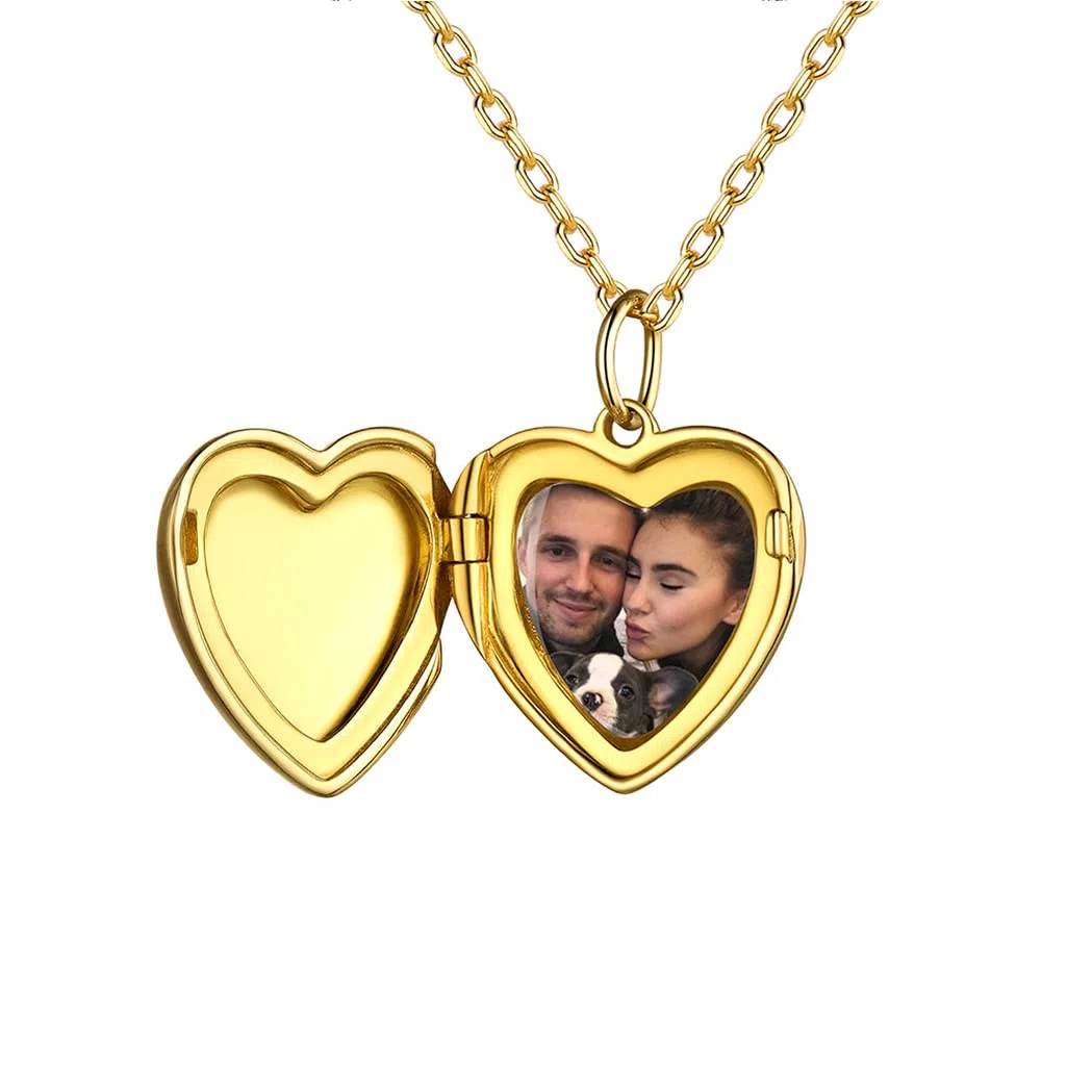 PROSILVER Medaillon aufklappbar mit Kette personalisiert Herz/Oval/Runde Anhänger Halskette Foto Bilder Amulett zum Öffnen 925 Silber/18k vergoldet Souvenir Schmuck für Frauen Mutter Tochter