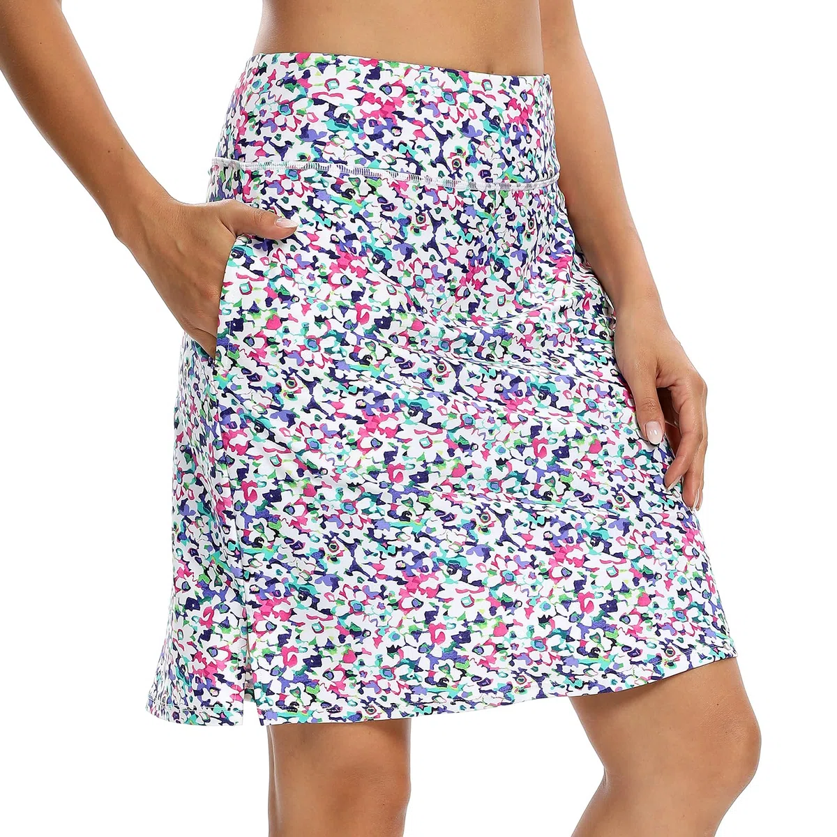 M MOTEEPI Tennisrock Damen 20'' Knielang Rock Mit Hose Drunter Damen Hohe Taille Hosenrock Skort Skirt for Women Golfrock Sportrock