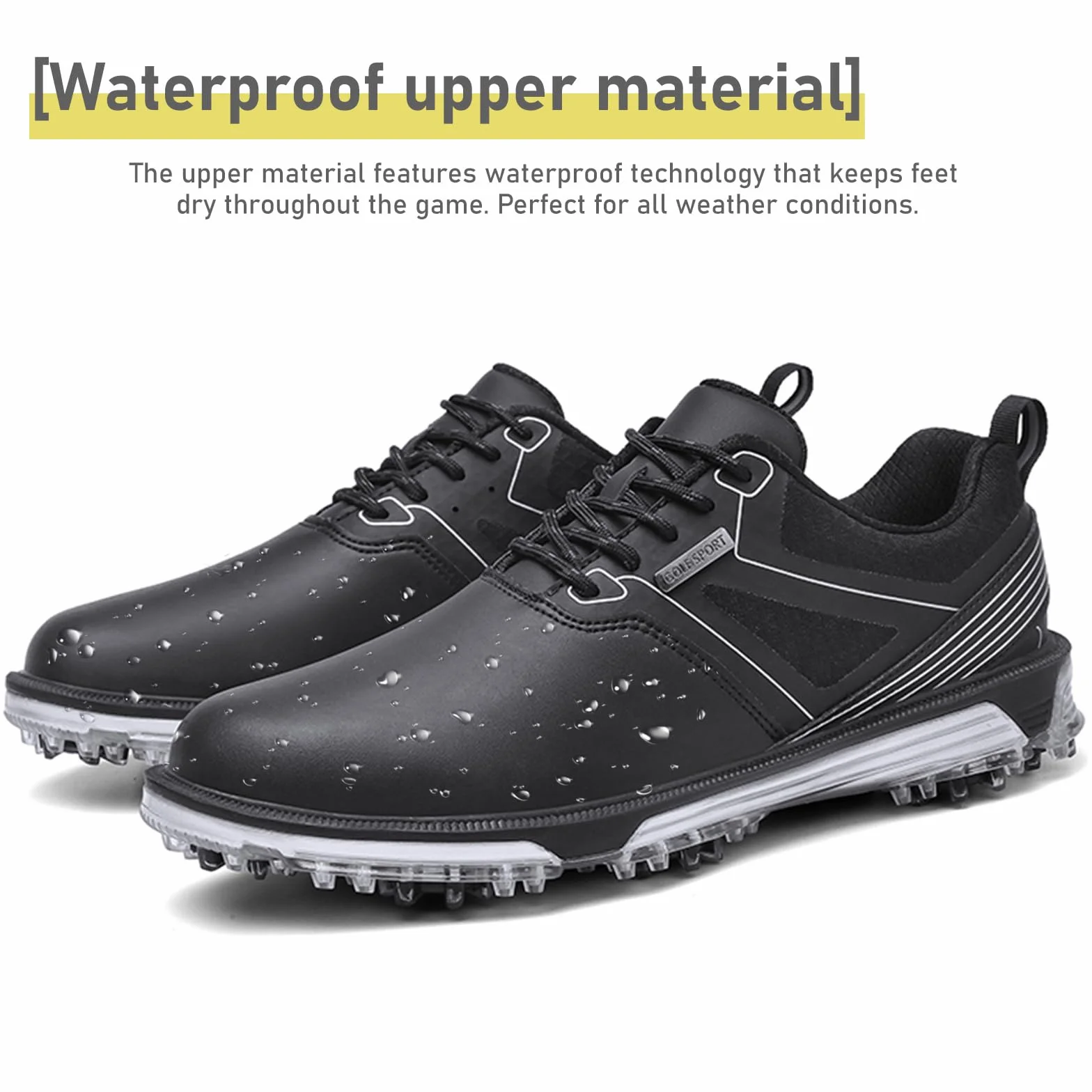 ULTIANT Golfschuhe Herren Wasserdicht mit Schnürung Atmungsaktiv Trainingsschuh für Golf