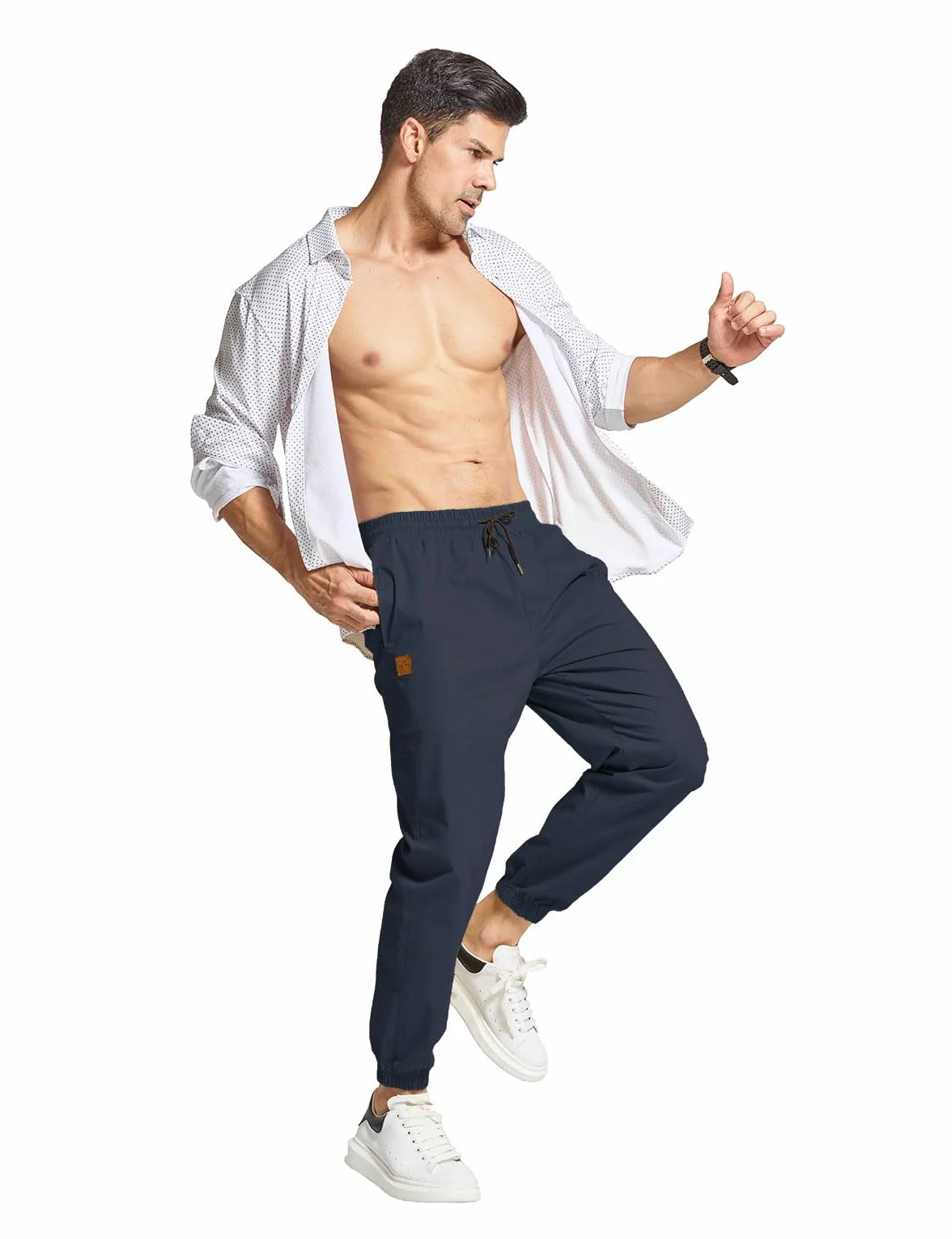 JustSun Chino Hosen Herren Cargohose Freizeithose Herren Jogginghose Herren Baumwolle Sporthose Trainingshose mit Kordelzug Casual Hose mit Taschen