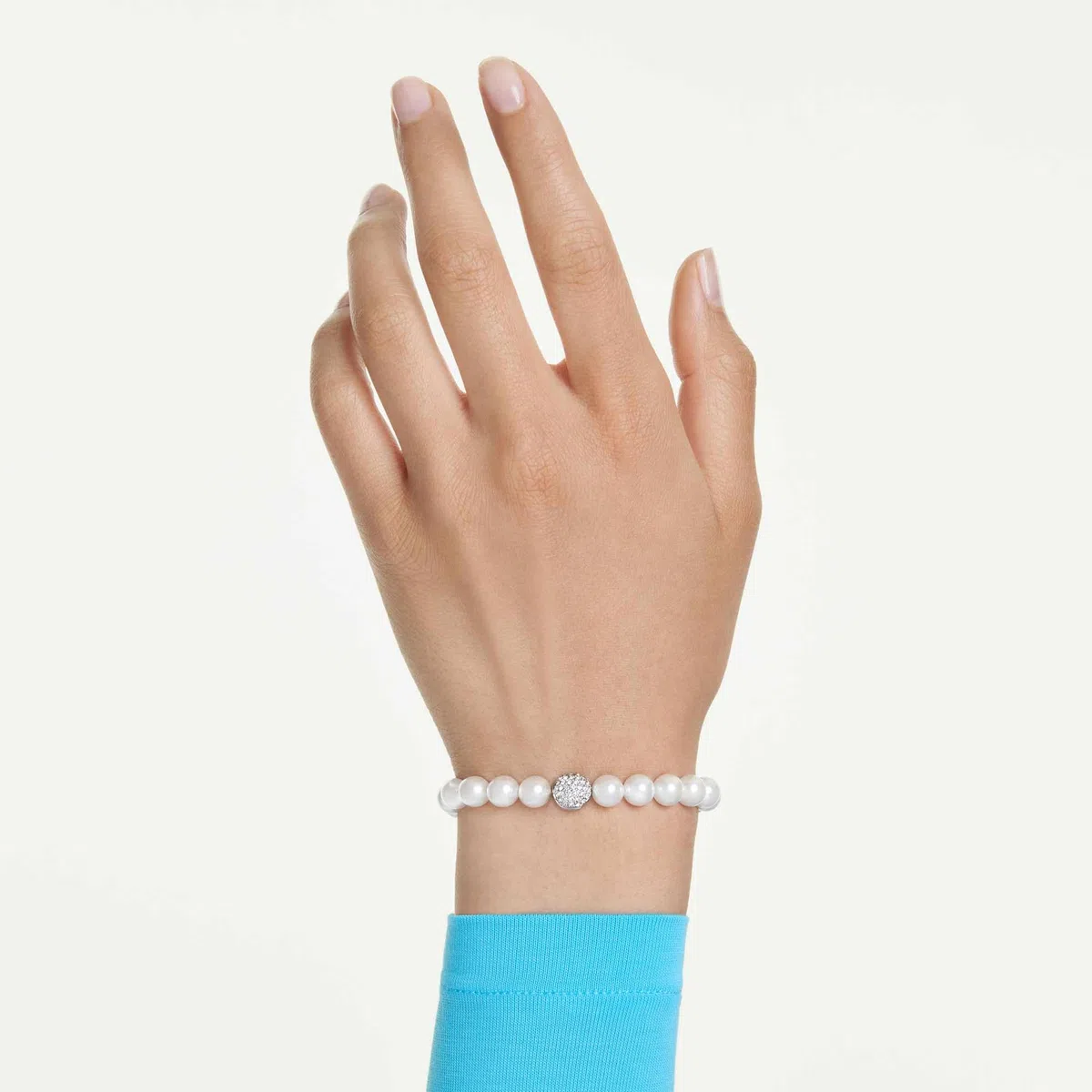 Swarovski Matrix Armband, Kristallperle, Weiß, Rhodiniert