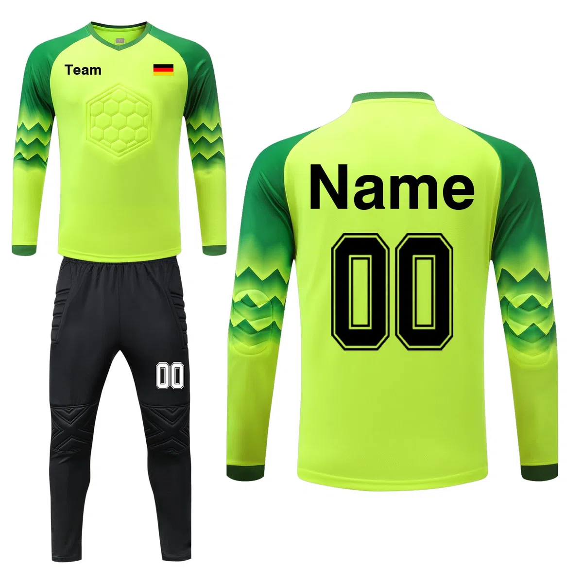 LAIFU Benutzerdefiniert Torwarttrikot Set Kinder Herren mit Gepolstert Personalisieren Tormann Trikot Kinder mit Polsterung