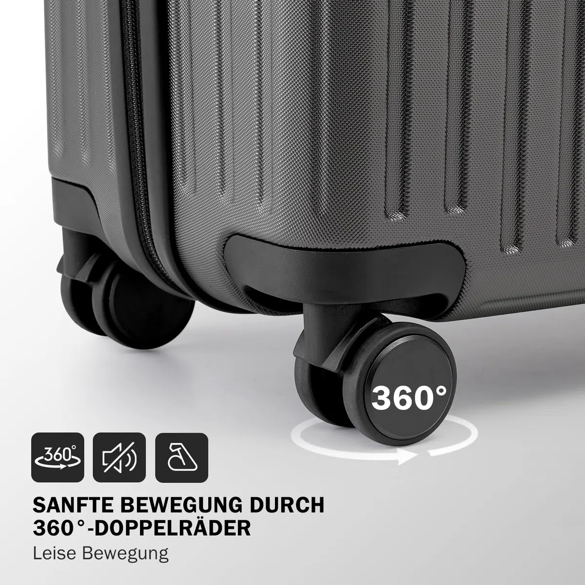 COOLIFE Koffer Trolley-Koffer Hartschalen-Koffer Rollkoffer Reisekoffervon ABS-Material mit TSA-Schloss Teleskopgriff und 4 Zwillingsrollen (Schwarz, Koffer-Set)