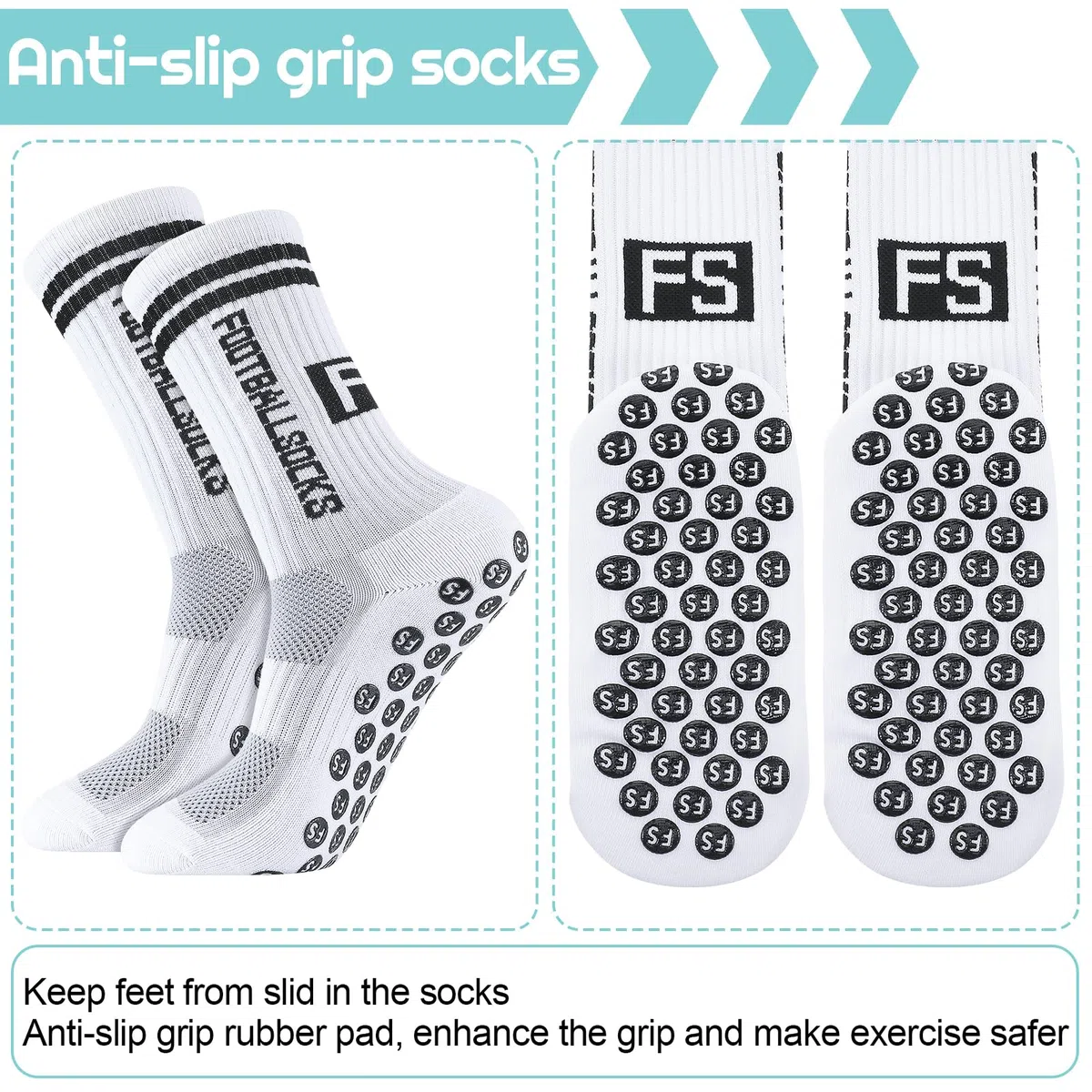 Apricitie 6 Paar Fussball Socken Kinder, Fußballsocken Anti Rutsch Grip Jungen Fußball Socken Rutschfeste Sportsocken für Fussball Basketball Laufen