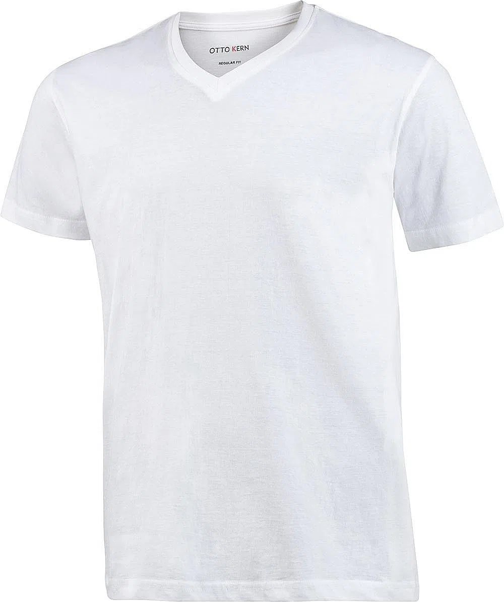 Otto Kern T Shirt Herren im 5er Pack, 5x Kurzarm-Shirts mit V-Ausschnitt, atmungsaktive T-Shirts Herren Schwarz und Weiß aus 100% Baumwolle, Weiß, Gr. L
