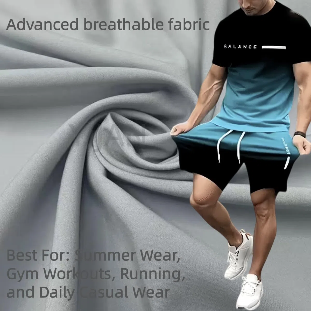 Men's Gradient Athletic 2 Piece Set Casual Short Sleeve T Shirt and Shorts Outfit Workout Tracksuit Summer Activewear Set