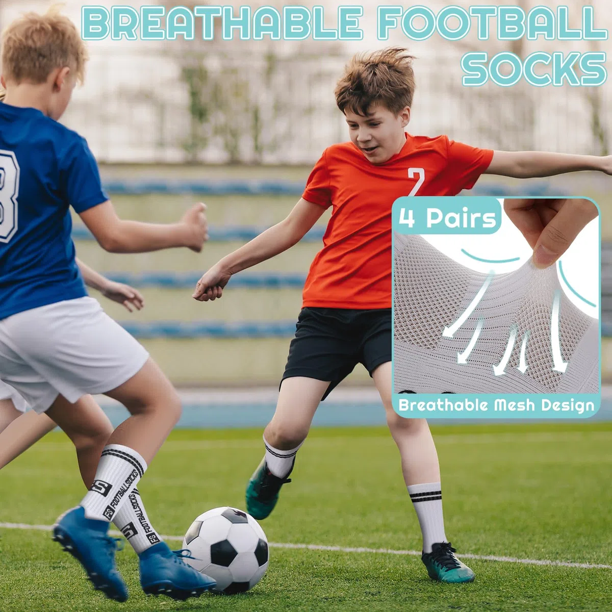 Apricitie 6 Paar Fussball Socken Kinder, Fußballsocken Anti Rutsch Grip Jungen Fußball Socken Rutschfeste Sportsocken für Fussball Basketball Laufen