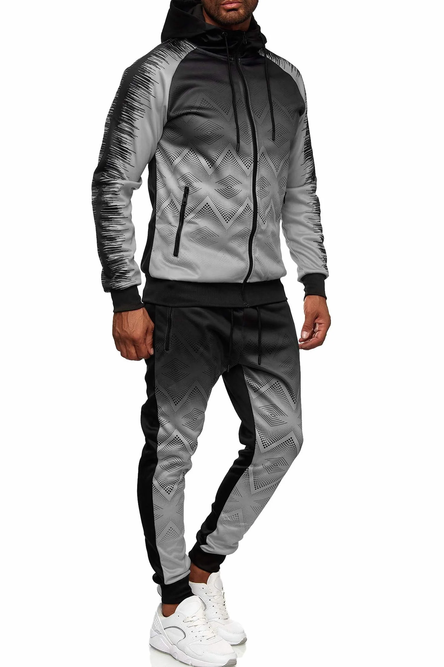 C-IN-C Herren Jogginganzug Barockmuster Sportanzug für Männer Trainingsanzug Laufanzug Gym Freizeitanzug Modell