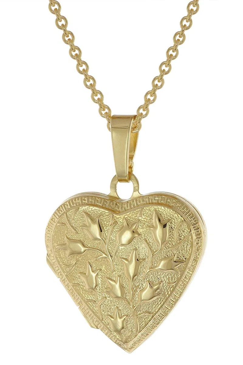 trendor Medaillon Herz mit Kette 925 Silber goldplattiert 39535 | zauberhafte Halskette für Damen, zeitloser Anhänger für Frauen, elegante Geschenkidee