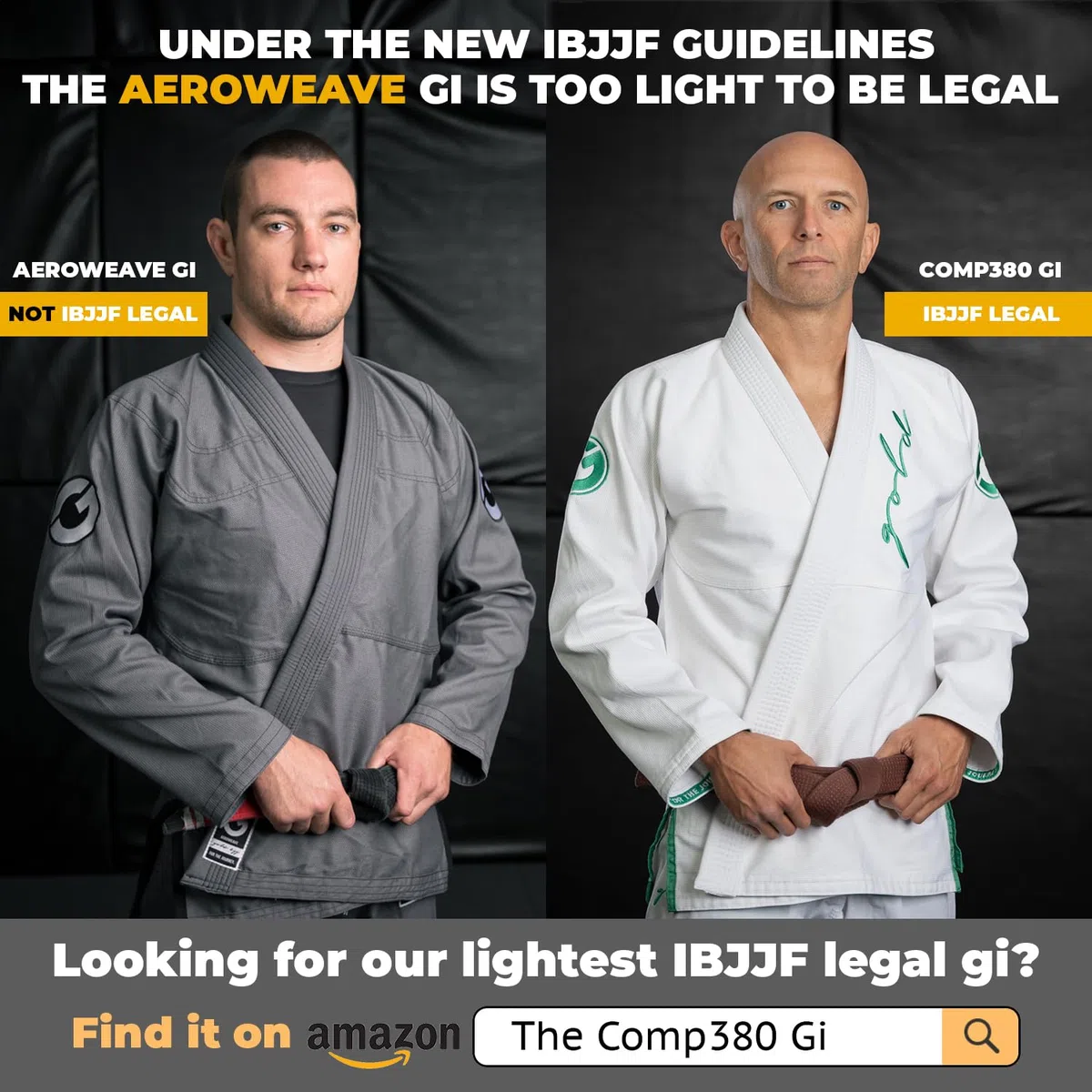 Gold BJJ Jiu Jitsu Gi – ultraleichte Herren-Aeroweave – Sanforisierte brasilianische Jiu Jitsu-Uniform für Männer