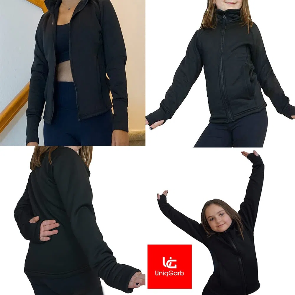 Eiskunstlauf-Jacke, warm, Fleece, halb-tailliert, für Mädchen und Damen, UGJK2