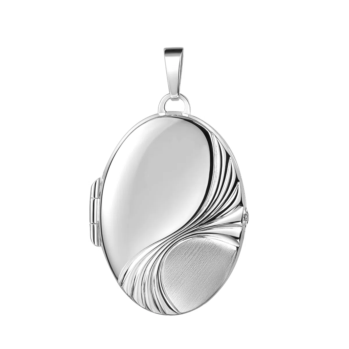 Medaillon groß Anhänger Silber 925 für 2 Bilder Amulett für Damen mit Kette zum Öffnen