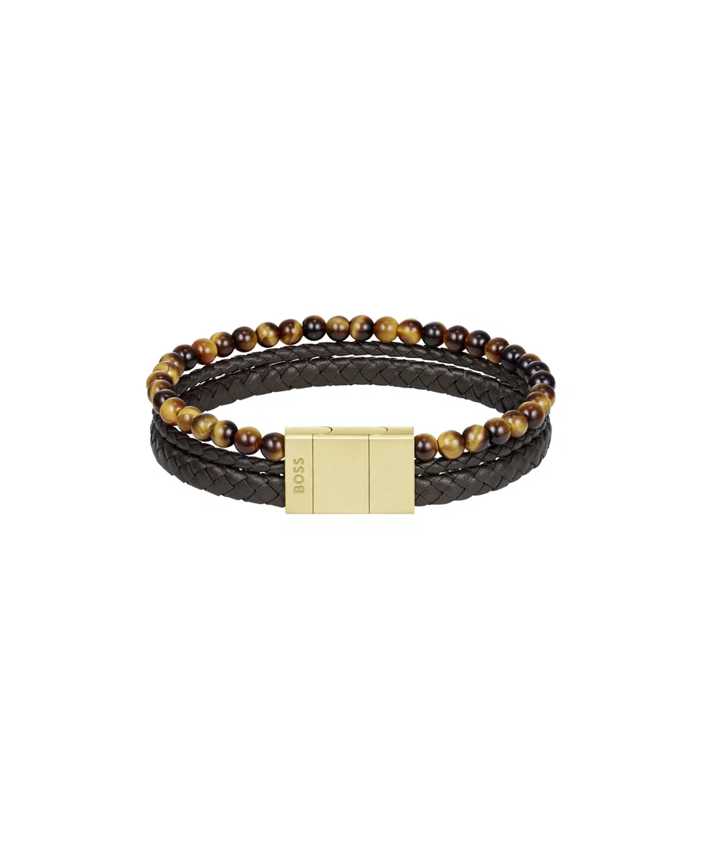 BOSS Jewelry Armband mit Schmuckperlen für Herren Kollektion SPHERE MIXED - Erhäntlich auch Schwarze oder Braune Farbe