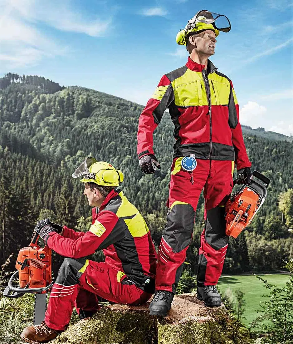 KÜBLER Forest Schnittschutzhose PSA 3, Farbe: Rot/Warngelb, Größe: L 82