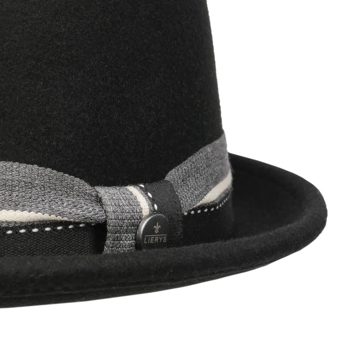 LIERYS Wandricks Pork Pie Wollhut Schwarzer Klassischer Filzhut mit Garniturband Wasserabweisend Damen Herren Herbst Winter