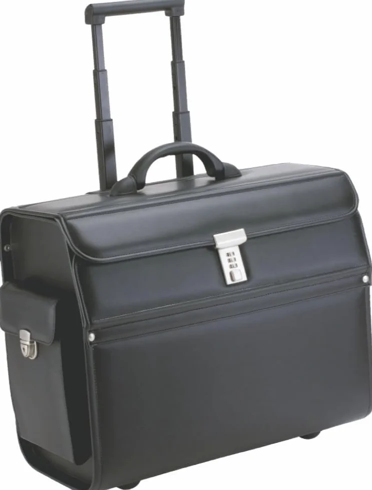 Alassio 45033 - Pilotenkoffer Mondo, aus strapazierfähigem Lederimitat, ca. 46 x 38 x 22 cm, schwarz