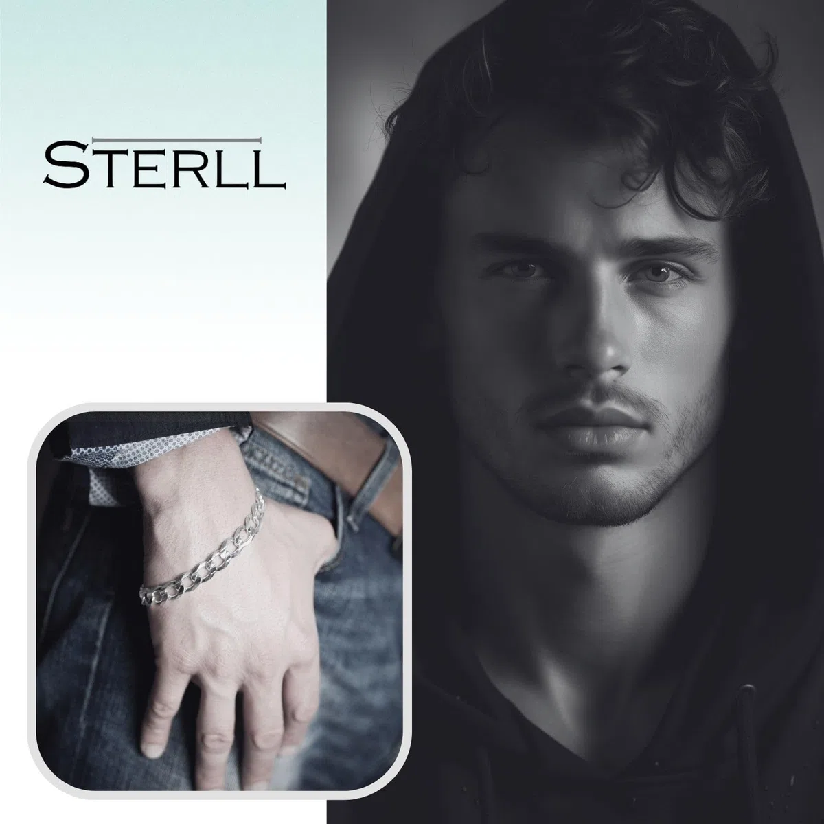 Herren-Armband aus massivem 925 Silber, ideal als Geschenk für Mann oder Freund, mit Schmuckbox
