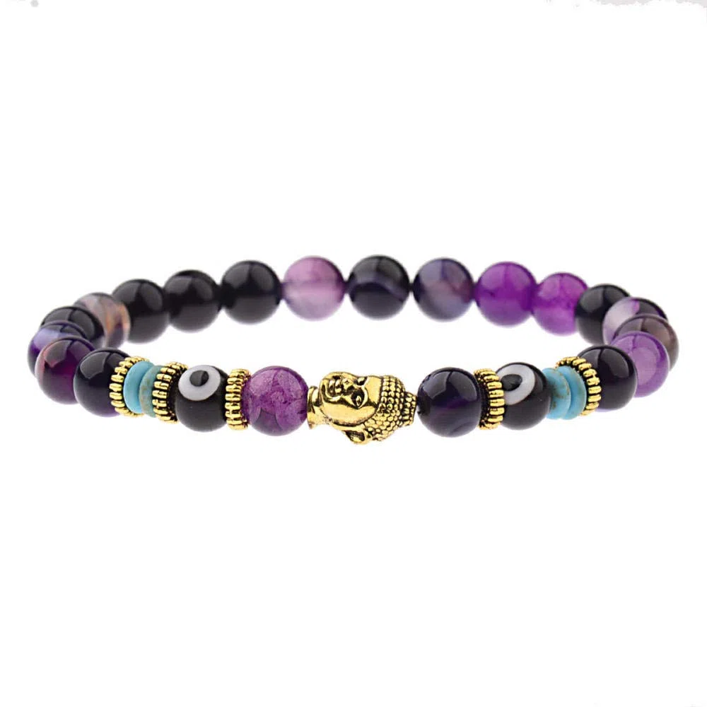 Steinarmband, Naturstein -Perlen Armband Model Schüler Kopfperlen Energie Steinarmband elastisches Armband Lila Steinarmband Personalisierte Kleidung Accessoires Schmuck Schmuck