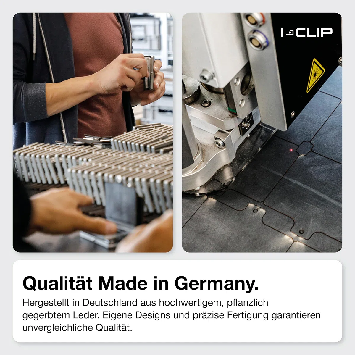 I-CLIP Original Geldbörse mit Münzfach - Slim Wallet - Leder Geldbörse mit Geldklammer - Schwarz mit schwarzem Rahmen