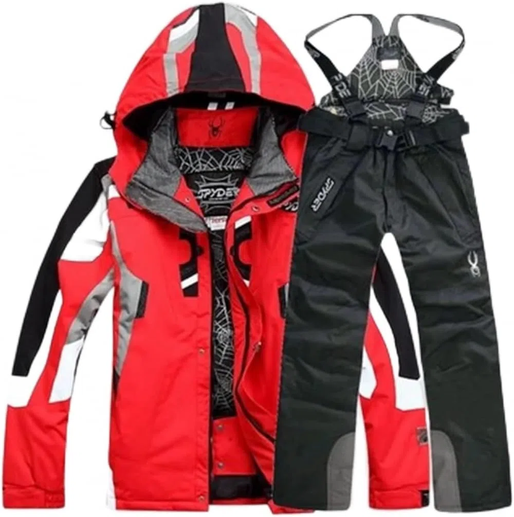Herren-Skianzug, Skijacke Und Hose, Skisport Dick 2-teiliger Schneeanzug, Lässig Im Freien Wind- Für Outdoor-Schnee-Skijacke Und Hosen-Set-E||XL