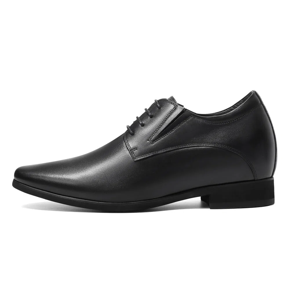 CHAMARIPA Herren Derby-Geschäftsschuhe mit 8 cm unsichtbarer Innenerhöhung | Obermaterial aus Vollnarbenleder, integrierte Erhöhungssohle, ideal für Büro, Hochzeit und Alltag