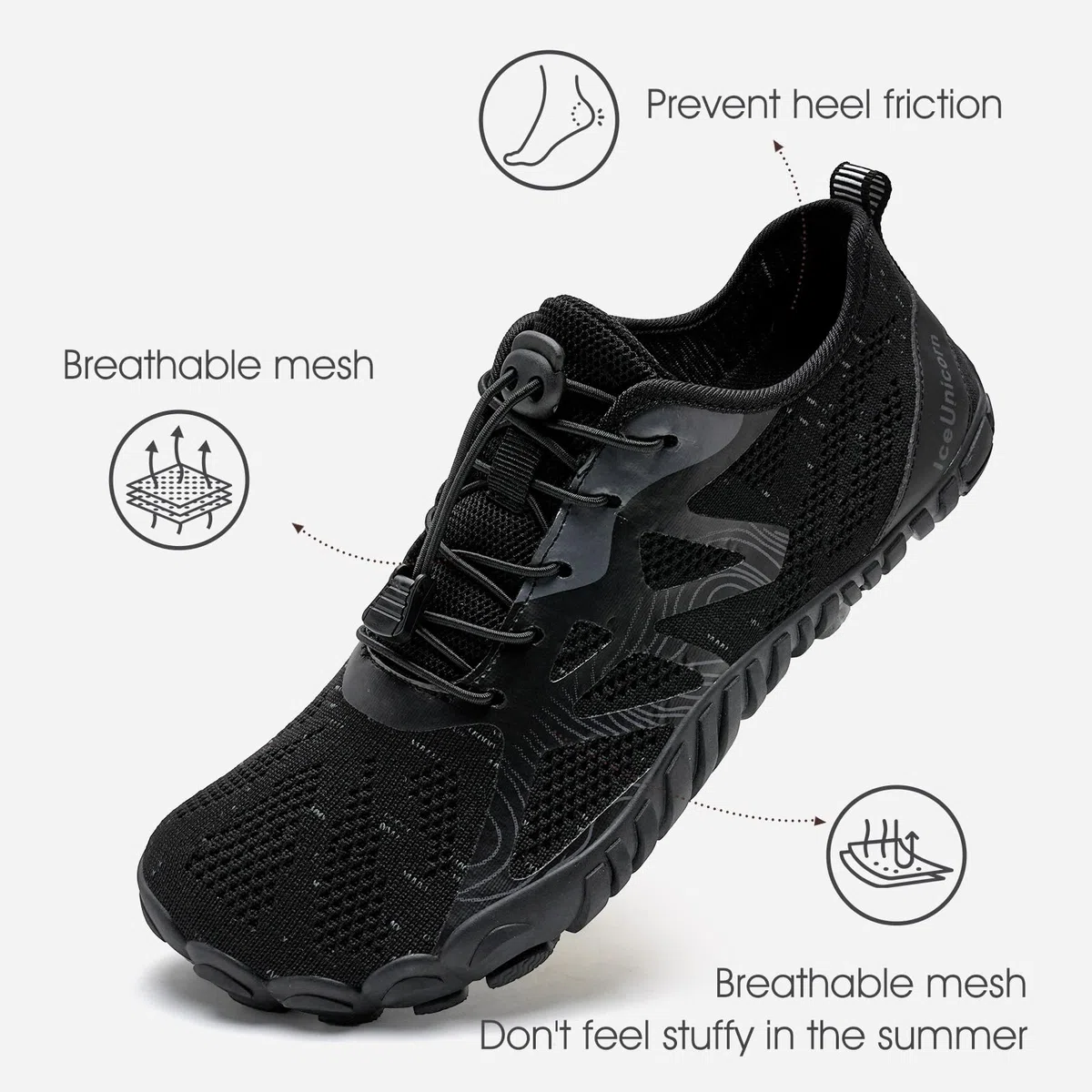 IceUnicorn Herren Damen Barfußschuhe Traillaufschuhe Fitnessschuhe Knit Minimalistische Breiter Zehenbox