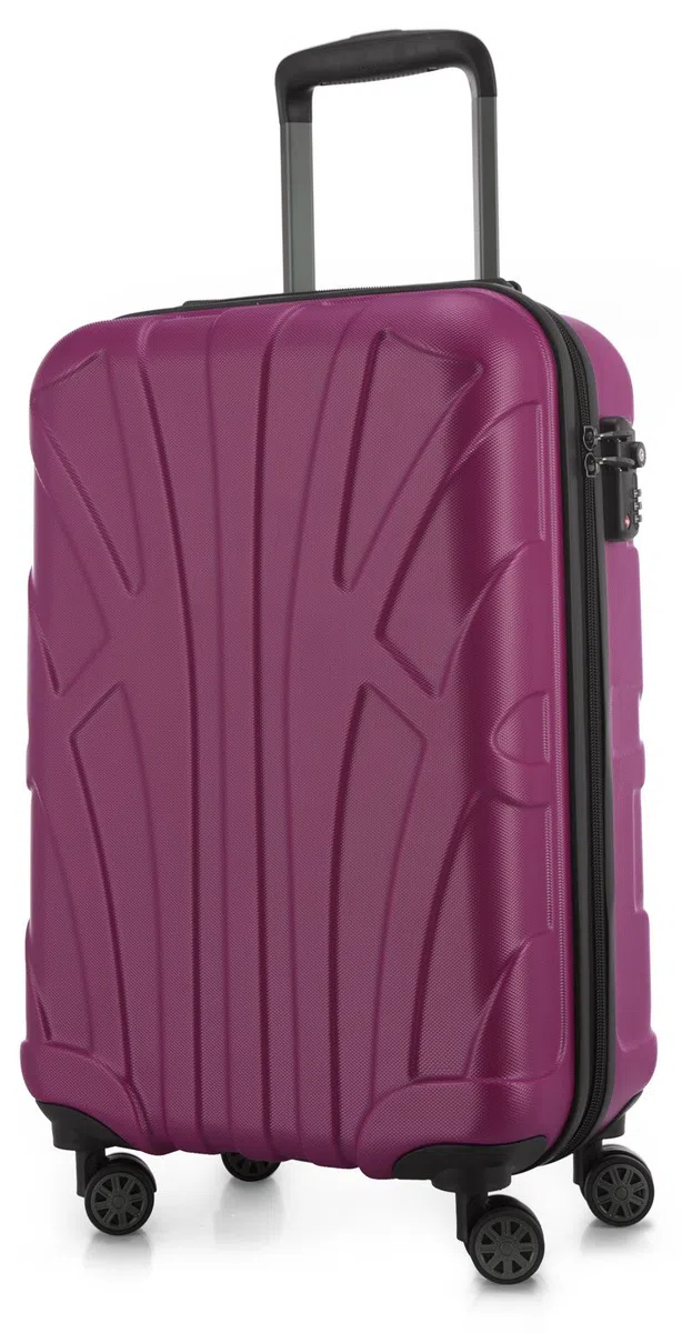suitline Handgepäck Hartschalenkoffer 55x35x20 cm (34 L) ABS Kabinenkoffer mit TSA Schloss 4 Doppelrollen Teleskopgriff leicht robust Bordgepäck für Flugreisen Wochenendtrip Business, Magenta
