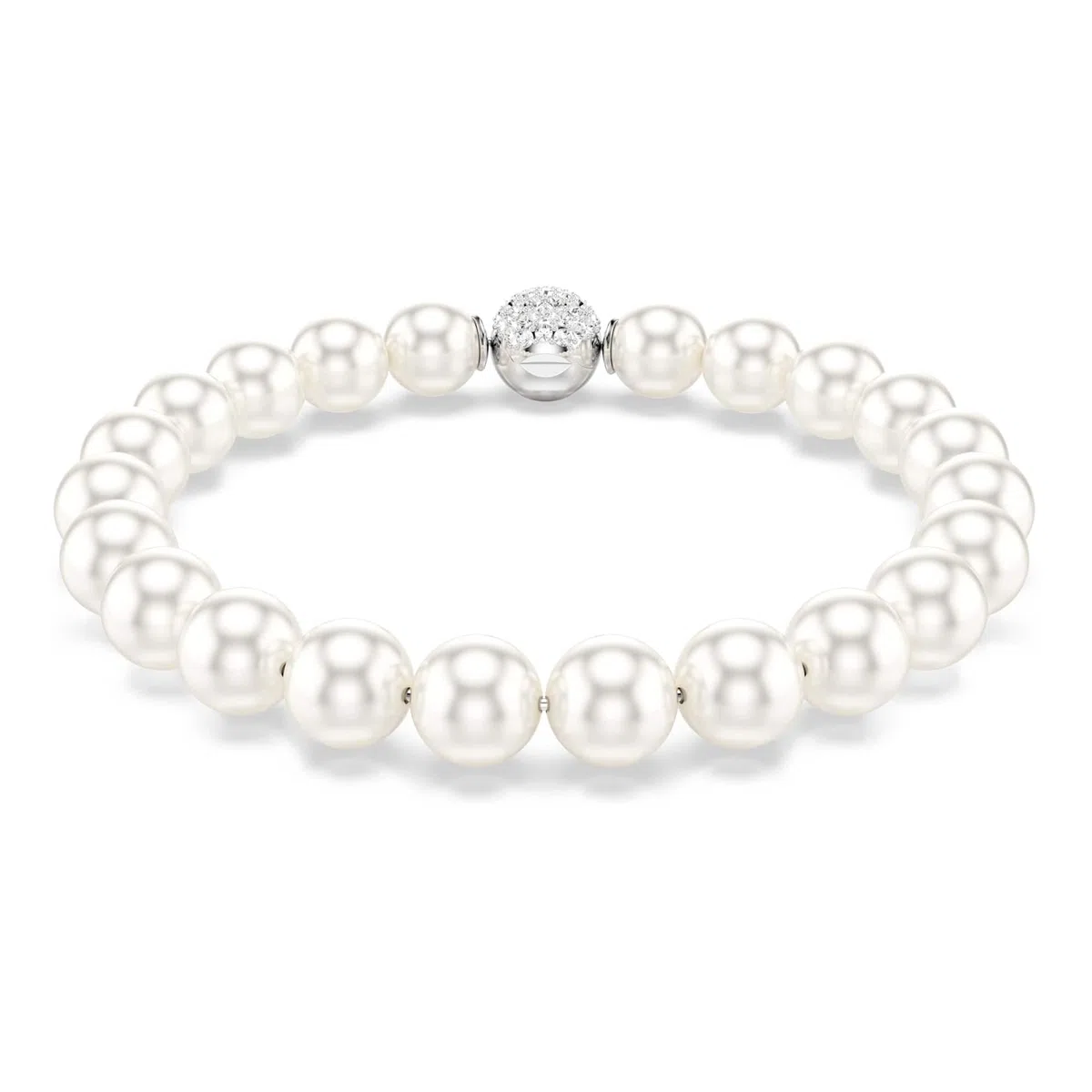 Swarovski Matrix Armband, Kristallperle, Weiß, Rhodiniert
